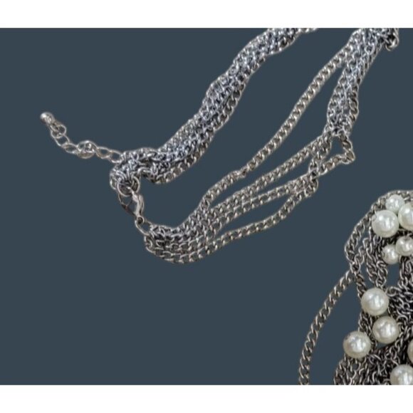 Pearl & Silver Necklace With Tassel Detail - Picture 4 of 5